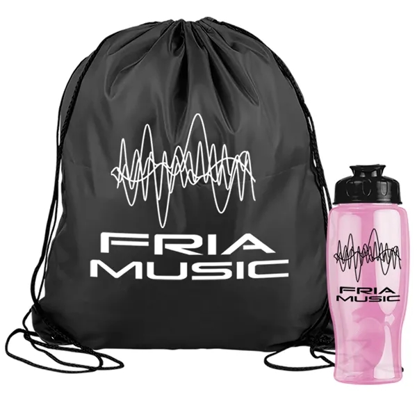 Drawstring backpack in a bottle combo kit.... from ASI 40480 Koozie Group
