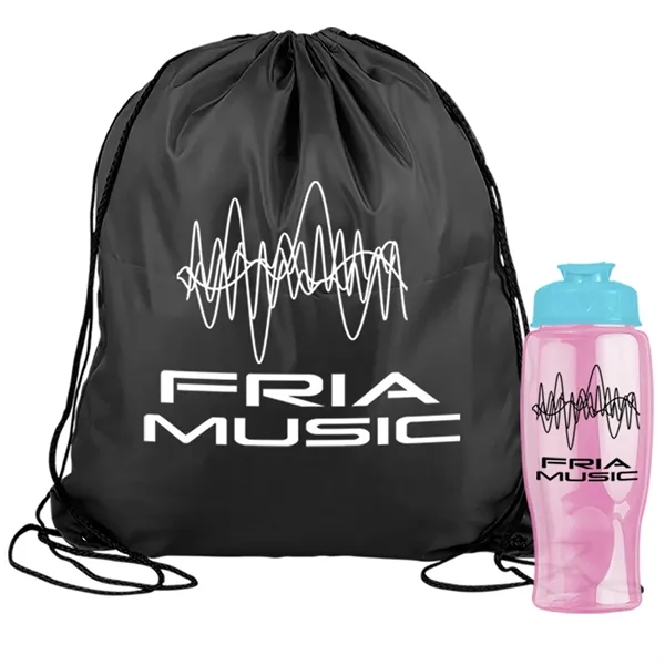 Drawstring backpack in a bottle combo kit.... from ASI 40480 Koozie Group