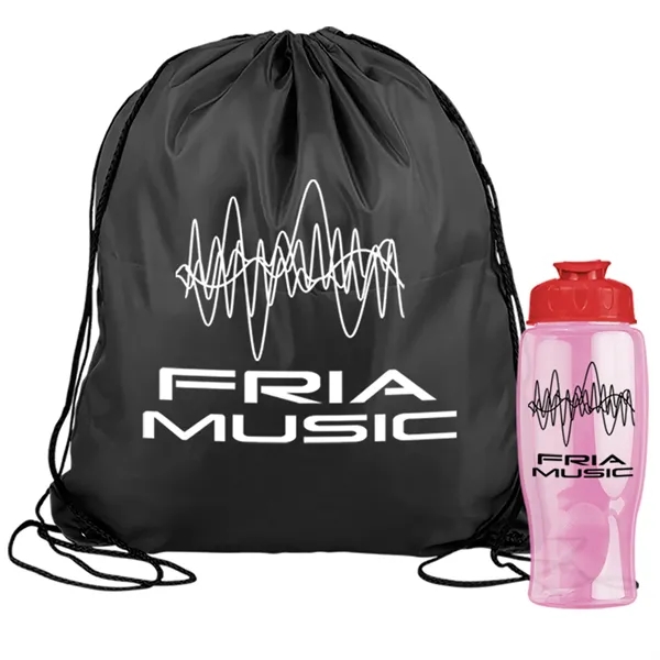 Drawstring backpack in a bottle combo kit.... from ASI 40480 Koozie Group