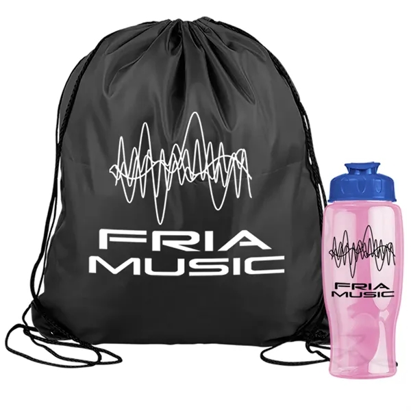 Drawstring backpack in a bottle combo kit.... from ASI 40480 Koozie Group