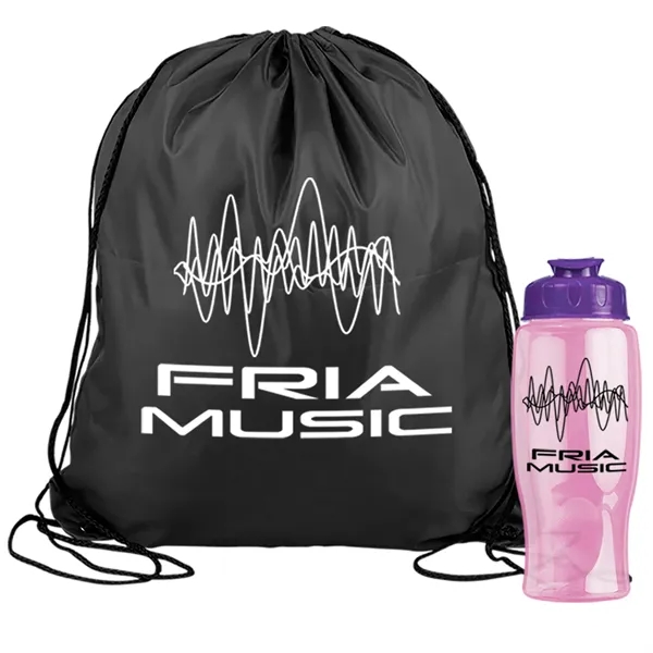 Drawstring backpack in a bottle combo kit.... from ASI 40480 Koozie Group