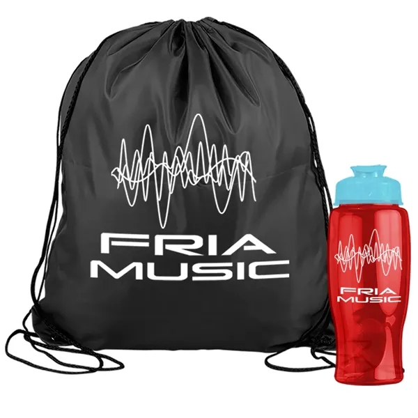 Drawstring backpack in a bottle combo kit.... from ASI 40480 Koozie Group