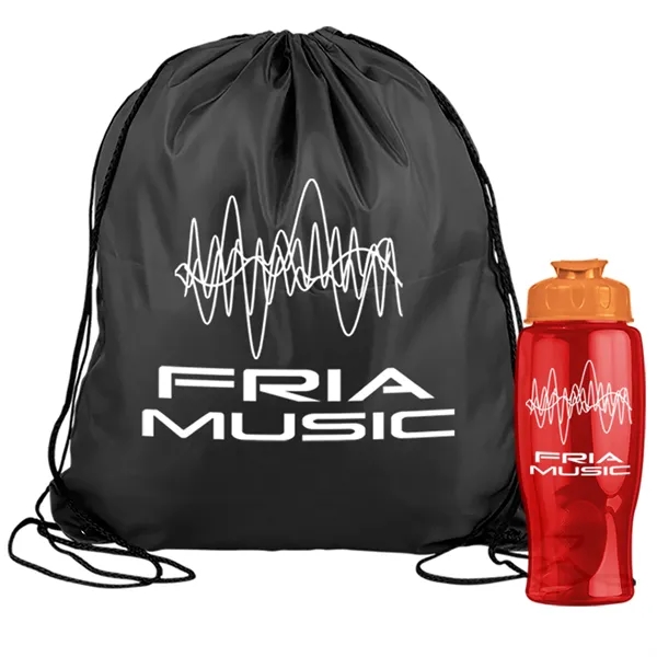 Drawstring backpack in a bottle combo kit.... from ASI 40480 Koozie Group