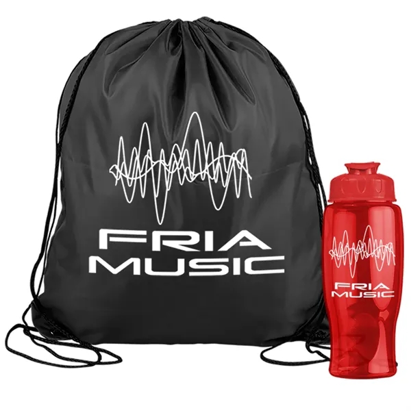 Drawstring backpack in a bottle combo kit.... from ASI 40480 Koozie Group