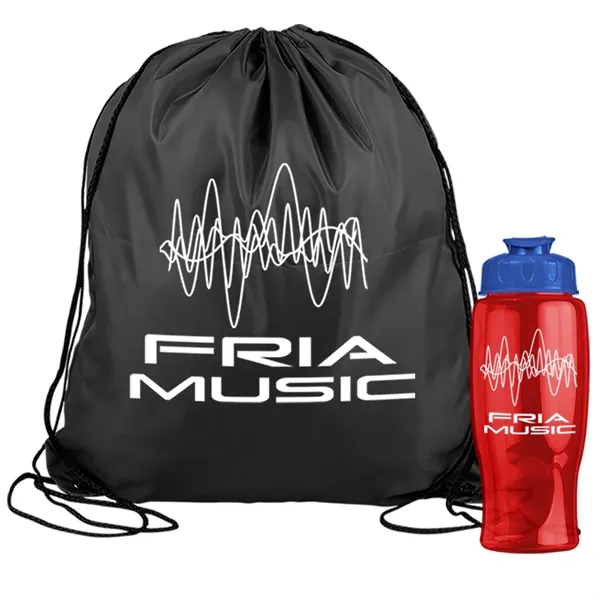Drawstring backpack in a bottle combo kit.... from ASI 40480 Koozie Group