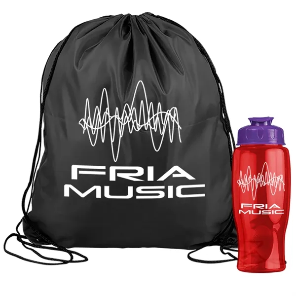 Drawstring backpack in a bottle combo kit.... from ASI 40480 Koozie Group