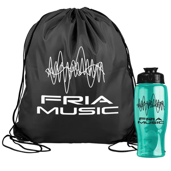 Drawstring backpack in a bottle combo kit.... from ASI 40480 Koozie Group