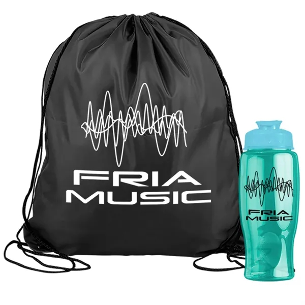 Drawstring backpack in a bottle combo kit.... from ASI 40480 Koozie Group