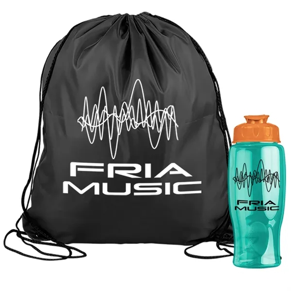Drawstring backpack in a bottle combo kit.... from ASI 40480 Koozie Group