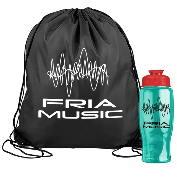 Drawstring backpack in a bottle combo kit.... from ASI 40480 Koozie Group