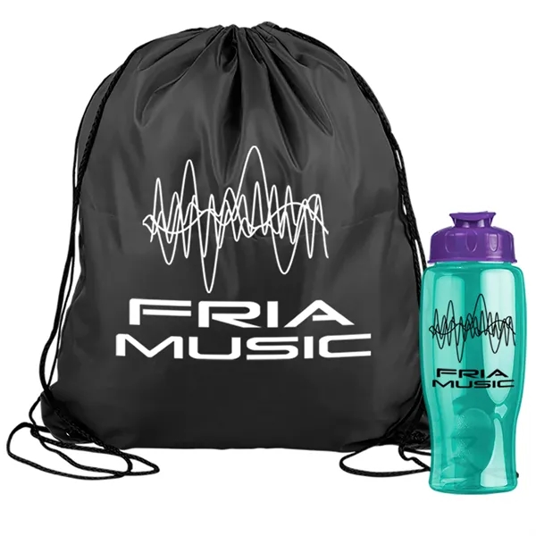 Drawstring backpack in a bottle combo kit.... from ASI 40480 Koozie Group