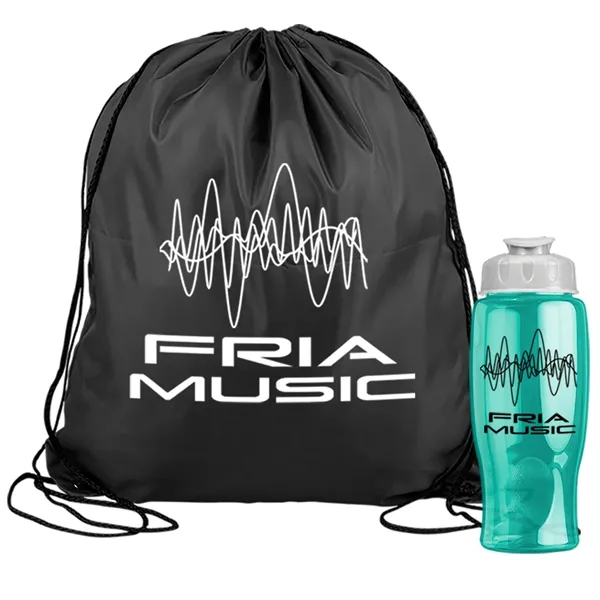 Drawstring backpack in a bottle combo kit.... from ASI 40480 Koozie Group