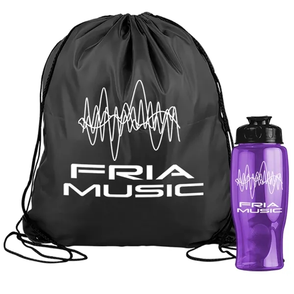 Drawstring backpack in a bottle combo kit.... from ASI 40480 Koozie Group