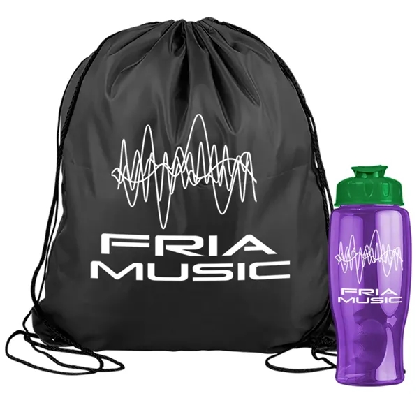 Drawstring backpack in a bottle combo kit.... from ASI 40480 Koozie Group