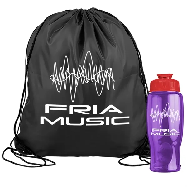 Drawstring backpack in a bottle combo kit.... from ASI 40480 Koozie Group