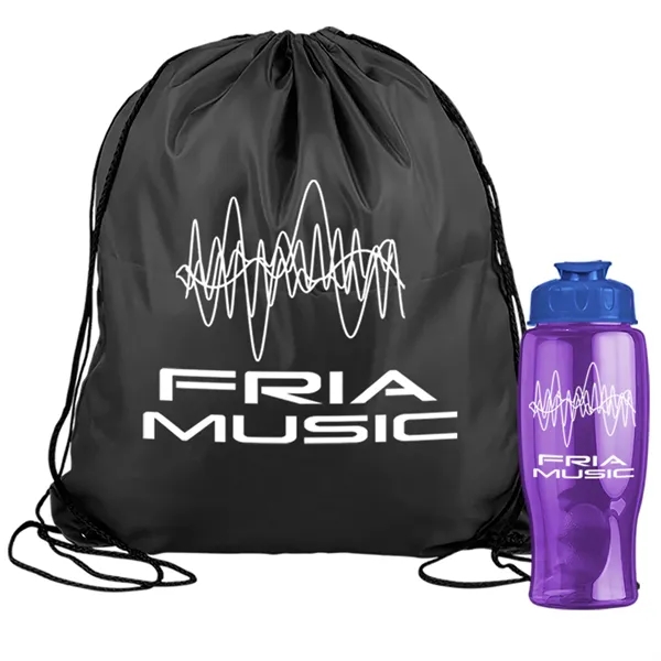 Drawstring backpack in a bottle combo kit.... from ASI 40480 Koozie Group