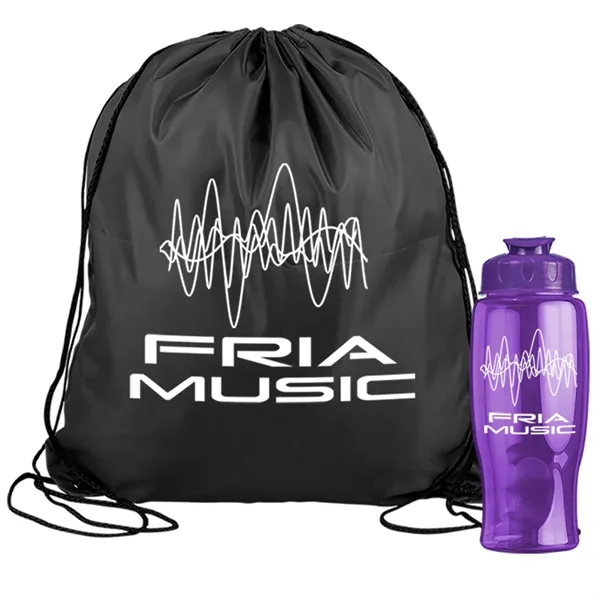 Drawstring backpack in a bottle combo kit.... from ASI 40480 Koozie Group