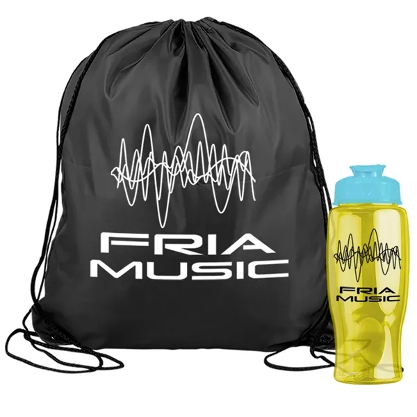 Drawstring backpack in a bottle combo kit.... from ASI 40480 Koozie Group