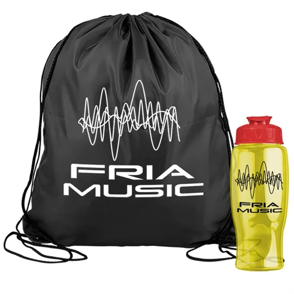 Drawstring backpack in a bottle combo kit.... from ASI 40480 Koozie Group