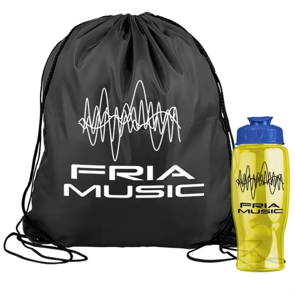 Drawstring backpack in a bottle combo kit.... from ASI 40480 Koozie Group