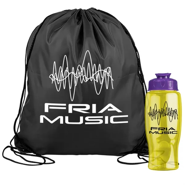 Drawstring backpack in a bottle combo kit.... from ASI 40480 Koozie Group