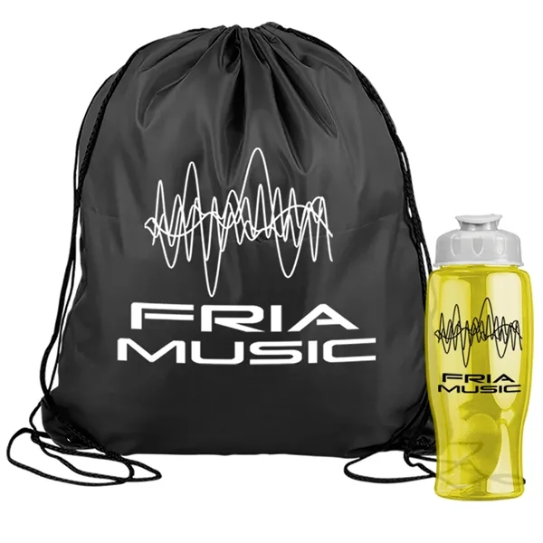 Drawstring backpack in a bottle combo kit.... from ASI 40480 Koozie Group