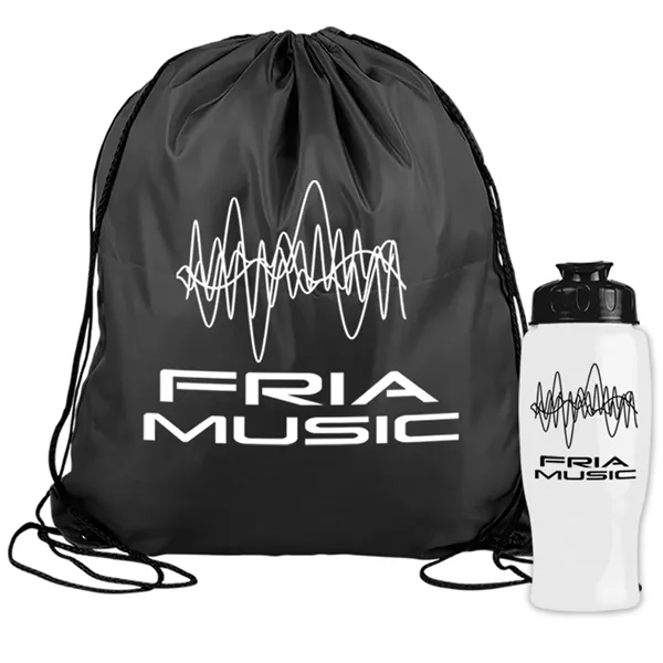 Drawstring backpack in a bottle combo kit.... from ASI 40480 Koozie Group