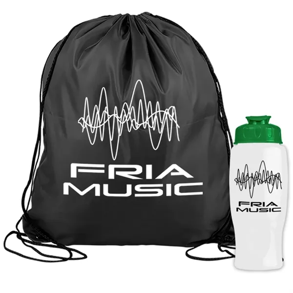Drawstring backpack in a bottle combo kit.... from ASI 40480 Koozie Group