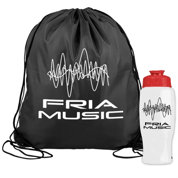 Drawstring backpack in a bottle combo kit.... from ASI 40480 Koozie Group