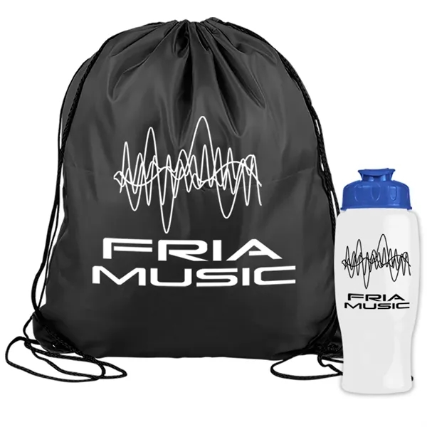 Drawstring backpack in a bottle combo kit.... from ASI 40480 Koozie Group