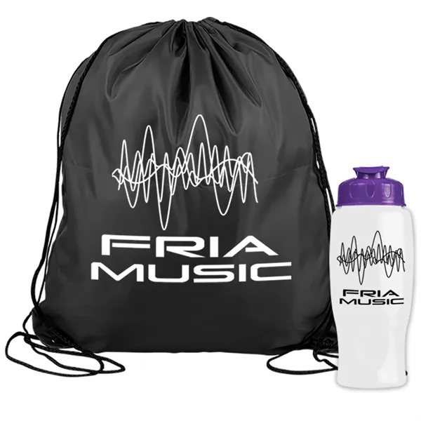 Drawstring backpack in a bottle combo kit.... from ASI 40480 Koozie Group