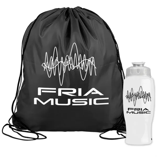 Drawstring backpack in a bottle combo kit.... from ASI 40480 Koozie Group