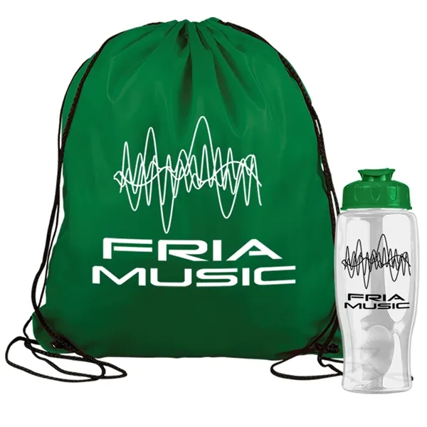Drawstring backpack in a bottle combo kit.... from ASI 40480 Koozie Group