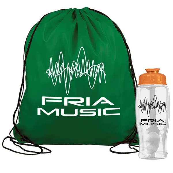 Drawstring backpack in a bottle combo kit.... from ASI 40480 Koozie Group
