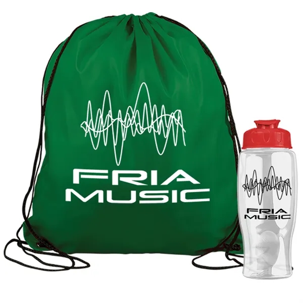 Drawstring backpack in a bottle combo kit.... from ASI 40480 Koozie Group