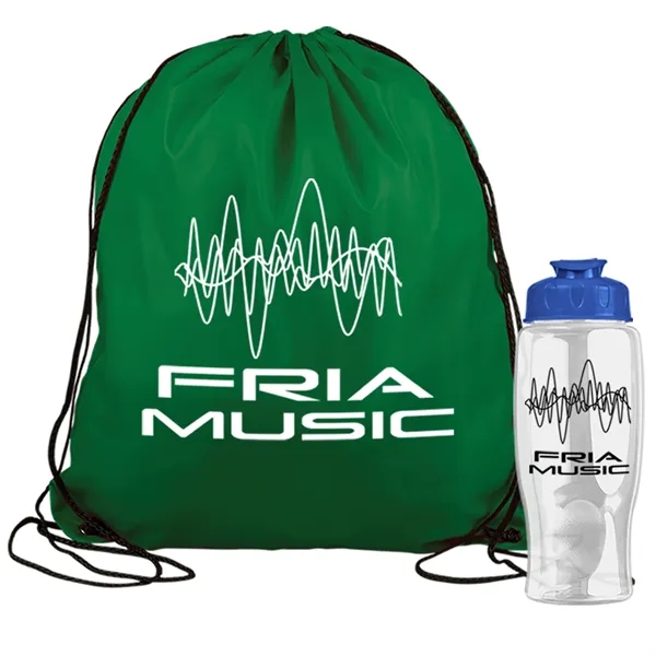 Drawstring backpack in a bottle combo kit.... from ASI 40480 Koozie Group