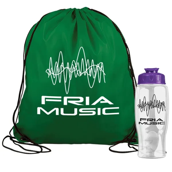 Drawstring backpack in a bottle combo kit.... from ASI 40480 Koozie Group