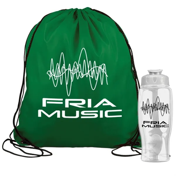 Drawstring backpack in a bottle combo kit.... from ASI 40480 Koozie Group