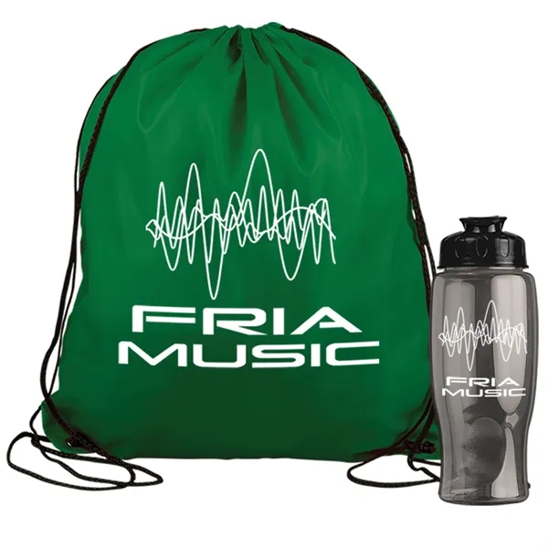 Drawstring backpack in a bottle combo kit.... from ASI 40480 Koozie Group