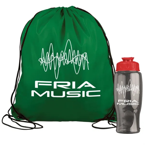 Drawstring backpack in a bottle combo kit.... from ASI 40480 Koozie Group