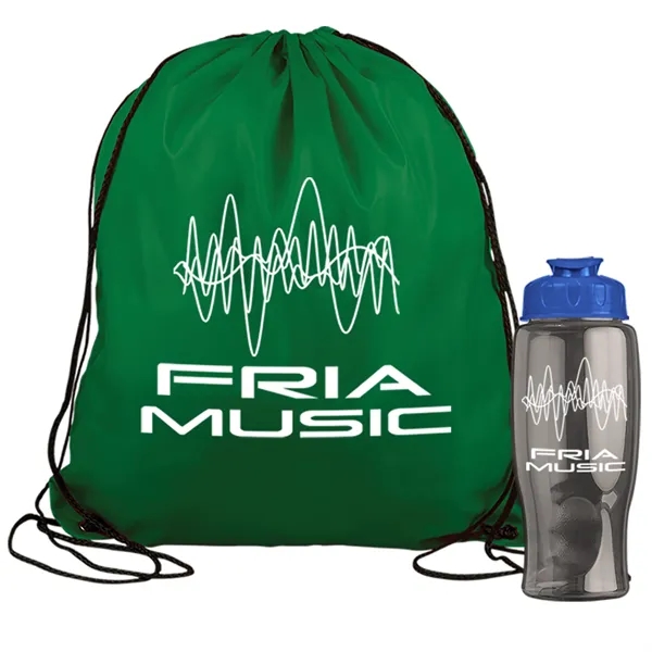 Drawstring backpack in a bottle combo kit.... from ASI 40480 Koozie Group