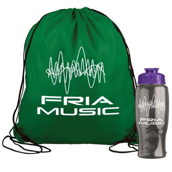 Drawstring backpack in a bottle combo kit.... from ASI 40480 Koozie Group