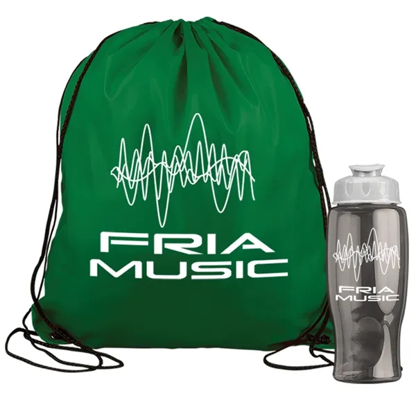 Drawstring backpack in a bottle combo kit.... from ASI 40480 Koozie Group