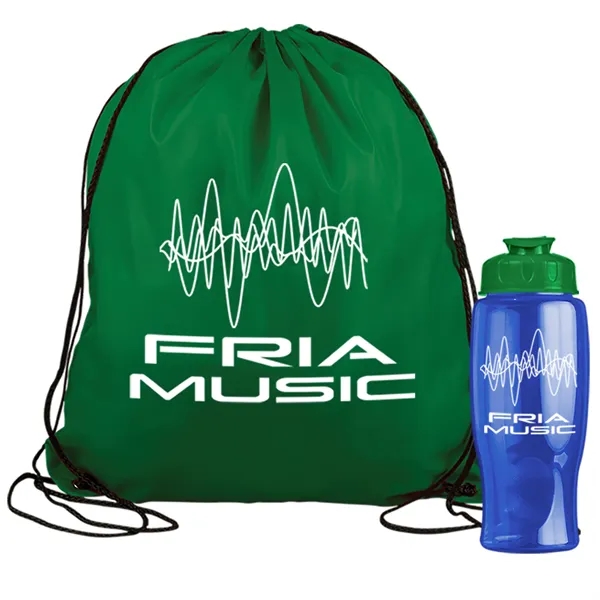Drawstring backpack in a bottle combo kit.... from ASI 40480 Koozie Group