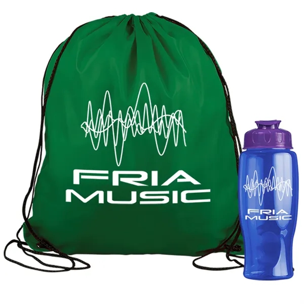 Drawstring backpack in a bottle combo kit.... from ASI 40480 Koozie Group