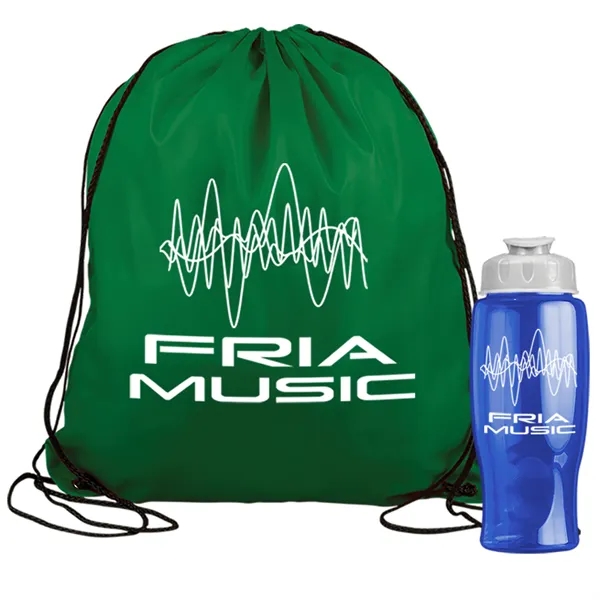 Drawstring backpack in a bottle combo kit.... from ASI 40480 Koozie Group