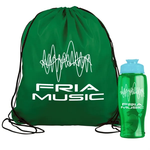 Drawstring backpack in a bottle combo kit.... from ASI 40480 Koozie Group