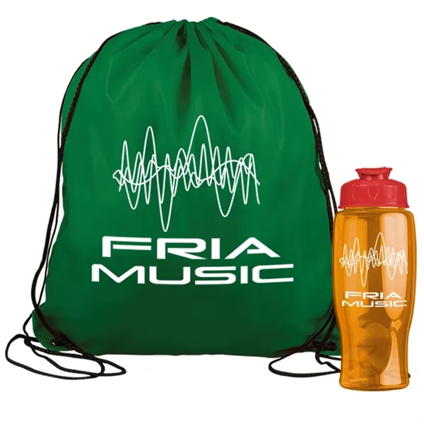 Drawstring backpack in a bottle combo kit.... from ASI 40480 Koozie Group