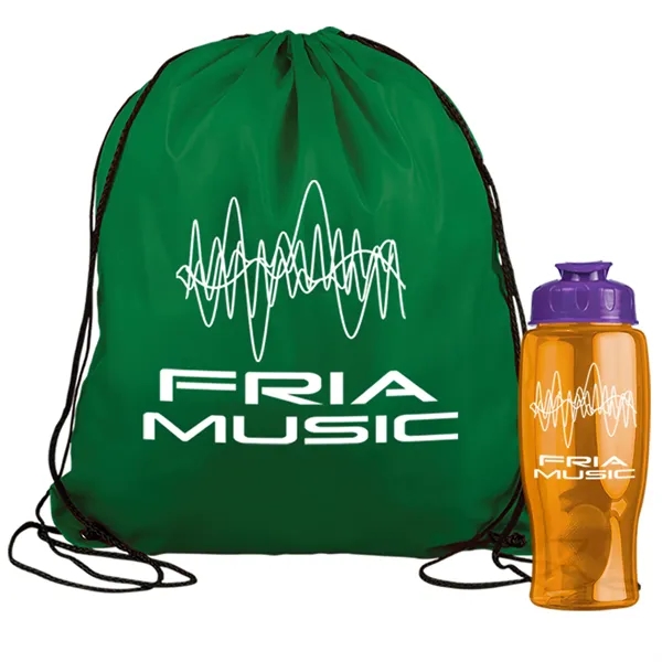 Drawstring backpack in a bottle combo kit.... from ASI 40480 Koozie Group