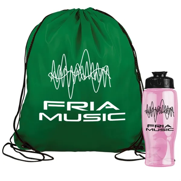 Drawstring backpack in a bottle combo kit.... from ASI 40480 Koozie Group